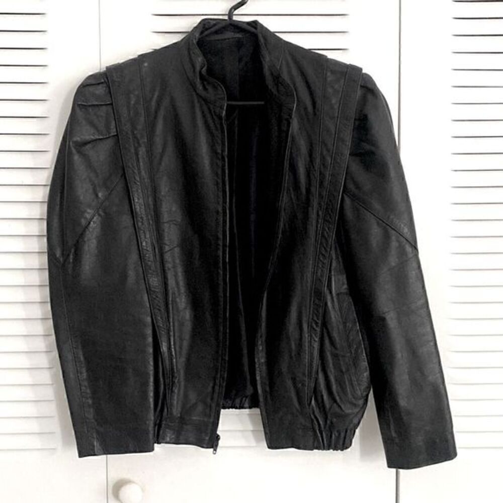 80s Thriller Black Leather Jacket Vintage Michael Jackson